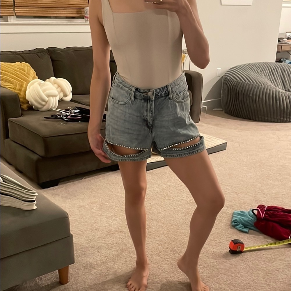 Forever 21 Light Blue Jean Shorts with Chain Accent